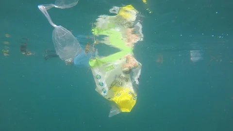 Plastic pollution in ocean Video stock 116588675