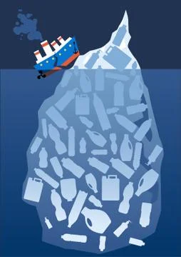 Plastic pollution in ocean Stock Illustration