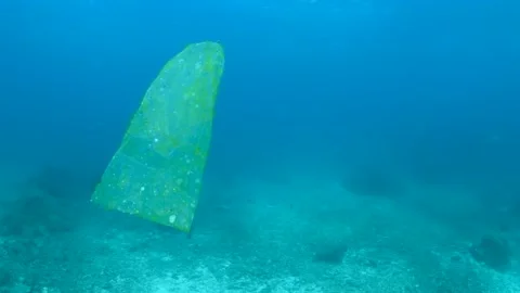 Plastic pollution, plastic bag floating over tropical coral reef. Stock Footage 156202656