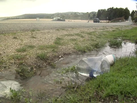 Plastic pollution runoff Stock-Footage 609725