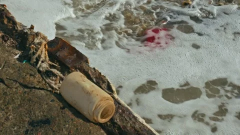 Plastic Pollution Sea Coast 2 Stock Footage 332076175