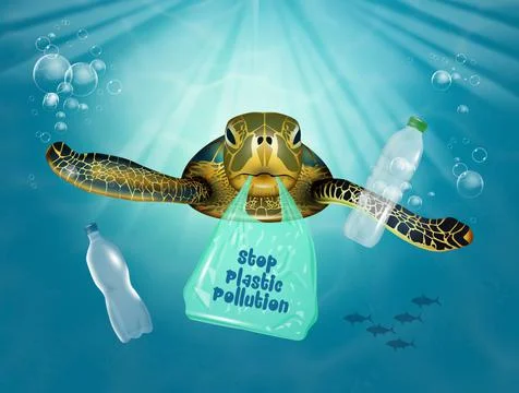 Plastic pollution in the sea Stock Illustration