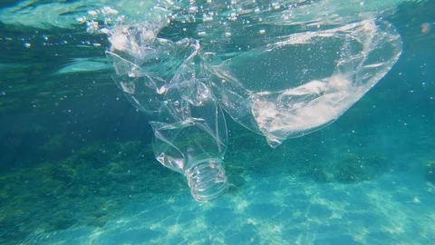Plastic pollution in sea ocean - big environmental problem. Stock Footage 117140187