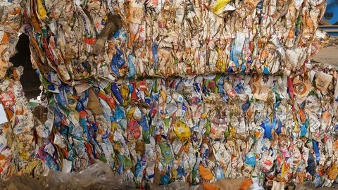 Plastic pollution. tilt up view of block... | Stock Video | Pond5