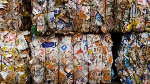Plastic pollution. tilt up view of block... | Stock Video | Pond5