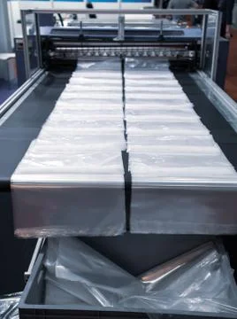 Plastic pouch machine Stock Photos