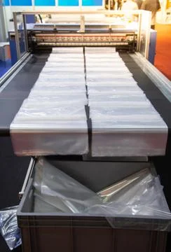 Plastic pouch machine Stock Photos