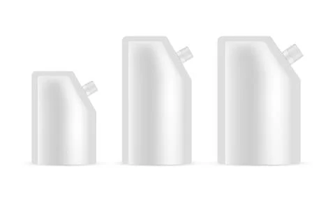 Plastic Pouch Mockup With Screw Cap, Various Sizes Stock Illustration