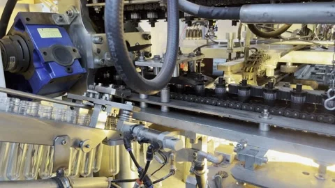 Plastic preforms entering heating zone of the machine Stock Footage 265787480