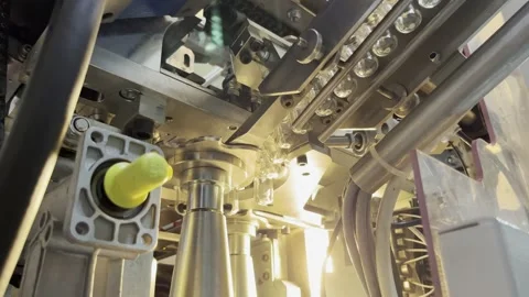 Plastic preforms entering heating zone of the blow machine Stock Footage 265788142