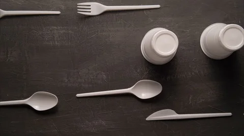 Plastic problem concept, stop motion animation, place for text, white plastic Stock Footage 123922765