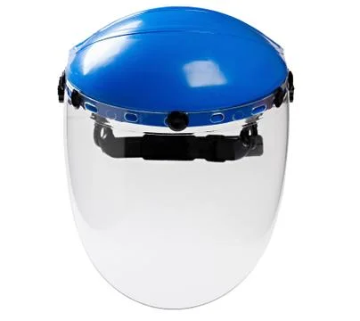 Plastic protective face mask for worker isolated on white background. Stock-Fotos