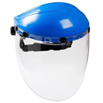 Plastic protective face mask for worker isolated on white background. Stock Photos