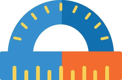 Plastic protractor geometry measurement flat icon Stock Illustration