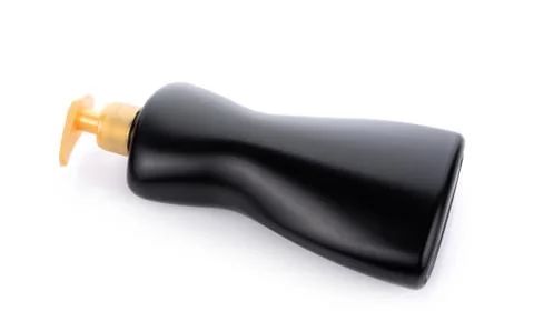 Plastic push black Bottle on white background Фото