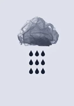 Plastic Rain Cloud Concept representing Microplastic Pollution and Environm.. 스톡 사진