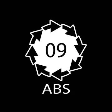 Plastic recycle symbol ABS 9 vector icon. Plastic recycling code ABS 09. Stock Illustration