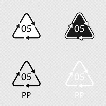 Plastic recycle symbol PP 05 set. Illustrazione stock