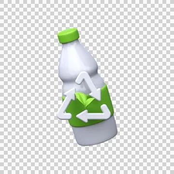 Plastic recycling. 3d plastic bottle with a recycling sign. Reusable concept. Stock Illustration