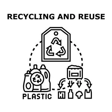 Plastic recycling and reuse concept vector illustration Stock Illustration