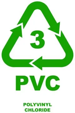 Plastic recycling code 3 depicts a green recycling symbol with the number 3. Stock Illustration