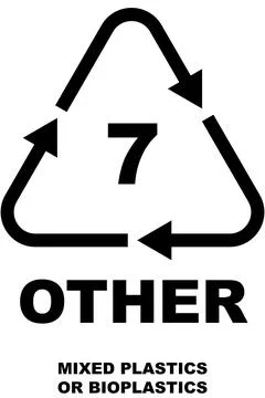 Plastic recycling code icon, triangle symbol with arrows and number 7. Stock Illustration