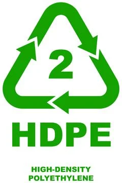 Plastic recycling code number 2 for HDPE with words High-Density Polyethylene. Stock Illustration