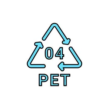 Plastic recycling code PET 04 line icon. Consumption code polyethylene. Illustrazione stock
