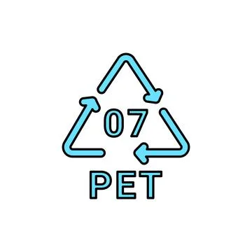 Plastic recycling code PET 07 line icon. Consumption code polyethylene. Illustrazione stock
