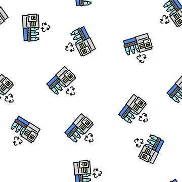 Plastic recycling conveyor vector seamless pattern Stock Illustration