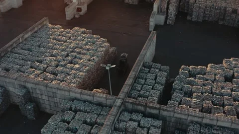 Plastic Recycling Facility with Large Compressed Bales of Waste Material 库存影片 331166746