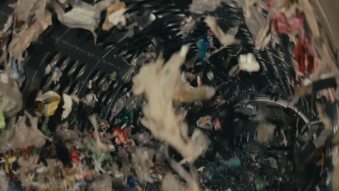 Plastic Recycling Waste Tumbling Inside an Industrial Processing Machine Vidéo 331166465