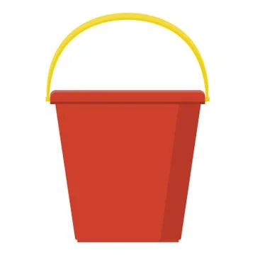 Plastic red bucket empty or with water for gardening home isolated on white b Stock Illustration