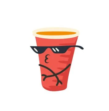 Plastic red cup face and hands recycle Stock Illustration