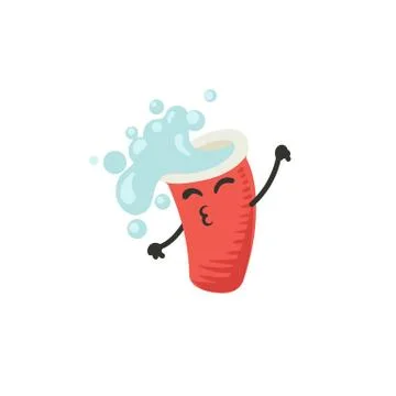 Plastic red cup with water Stock Illustration