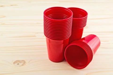Plastic red cups Stock Photos
