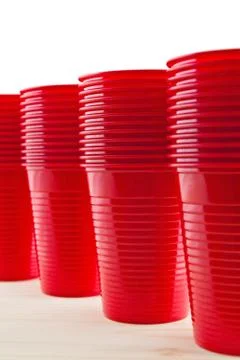 Plastic red cups Stock Photos