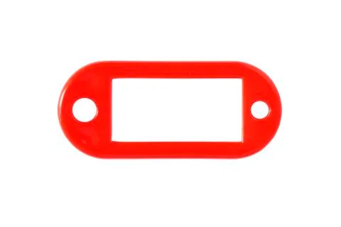 Plastic red label isolated on white background Stock Photos