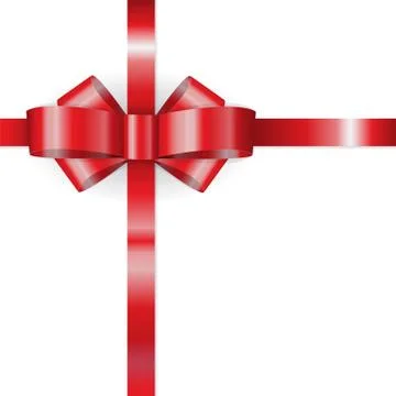 Plastic red ribbon bow isolated on white background Stock Illustration