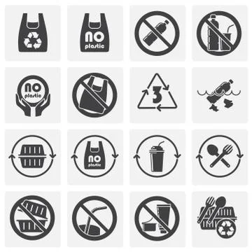 Plastic related icons set on background for graphic and web design. Simple Иллюстрация