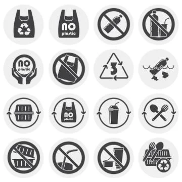 Plastic related icons set on background for graphic and web design. Simple 스톡 일러스트