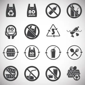Plastic related icons set on background for graphic and web design. Simple Stock Illustration