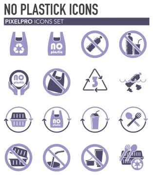Plastic related icons set on background for graphic and web design. Simple Stock Illustration