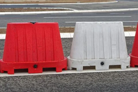 Plastic road barrier Stock Photos