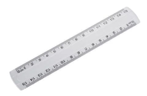 Plastic ruler, protractor isolated on white background Stock-Fotos