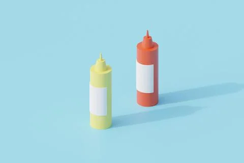 Plastic sauce bottle single isolated object. 3d render illustration Stock Illustration