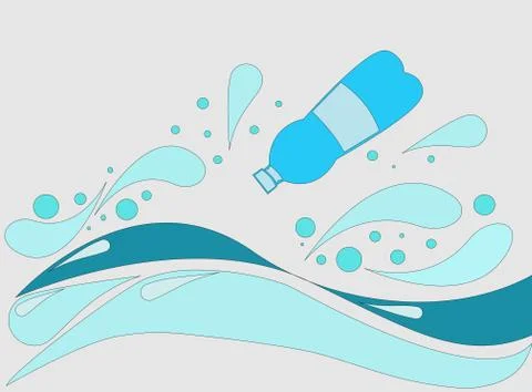 Plastic in the sea 库存插图