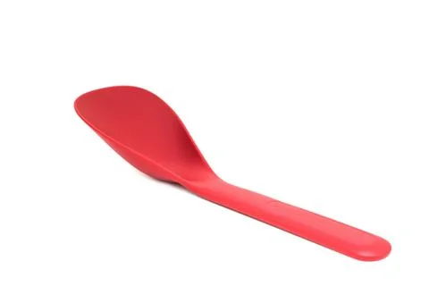 Plastic serving spoon isolated on white Stock Photos