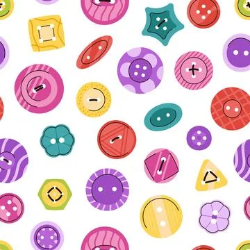 Plastic sewing buttons seamless pattern. Button fashion textile print design Stock Illustration
