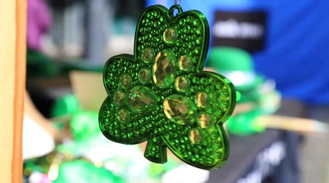 Plastic shamrock closeup Stock Footage 61682507